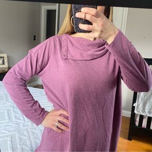 Soft Surroundings EUC size medium purple cowl neck sweater button accents